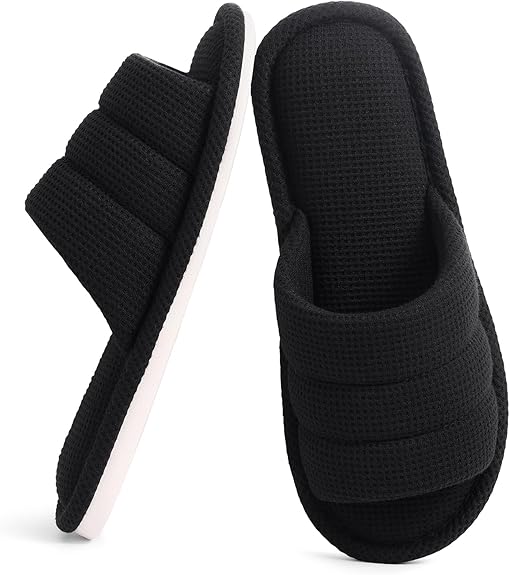 Summer House Slippers for Women Men Breathable Waffle Indoor Slippers Slip-on Open Toe Home Shoes